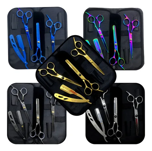 comprar Tesouras Fio Laser + Navalha + Desbaste + Navalhete + Estojo Cor furta
