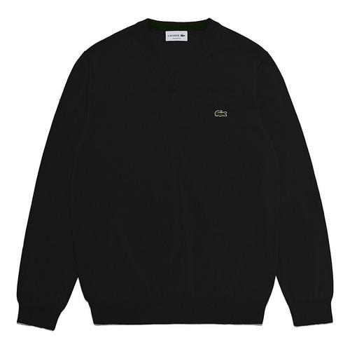 Sweater Hombre Lacoste Pulls Escote V Algodon Negro