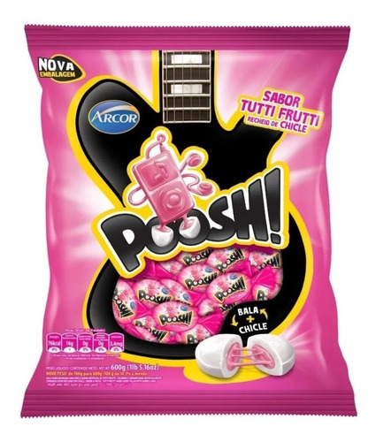 Arcor bala dura chicle poosh 500gr tutti frutti