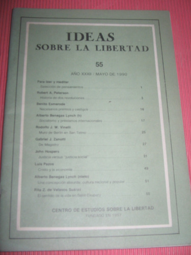 Revista Ideas Sobre La Libertad 55 Año Xxxii Mayo 1990