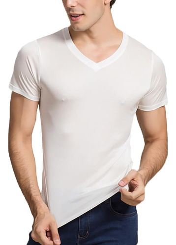 Lingdooo Camisa De Seda Para Hombre Playera Deportiva Suave