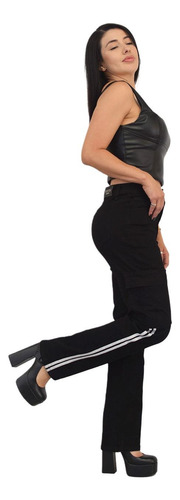 Pantalón Negro De Mezclilla Tipo Cargo Para Dama