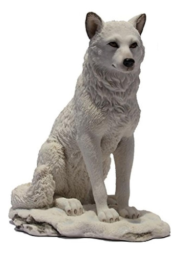Figura Decorativa De Estatua De Lobo Sentado En La Nieve De