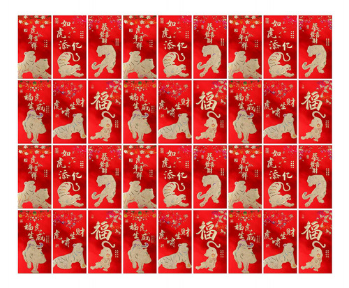 36 Sobres Rojos Chinos, Sobres Hong Bao De Año Nuevo, Wi
