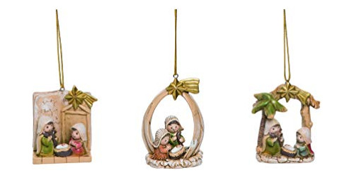 Oro Navidad De Natividad Rustico Ornamento Conjunto De ...