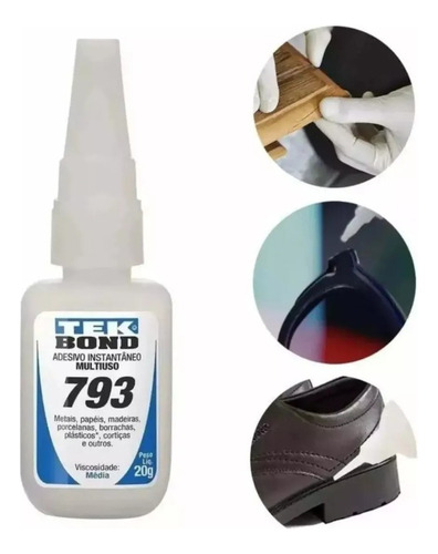 Kit 02 Cola Adesiva Instantânea Tekbond 793 - 20g