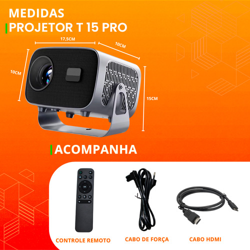 Projetor A15pro Android Cine Box Smart Cpuh713 Wi-fi Hd 4k