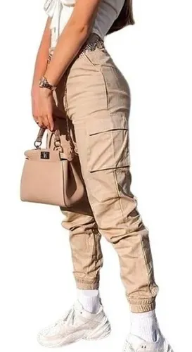 Pantalones Cargo Color Beige Dama