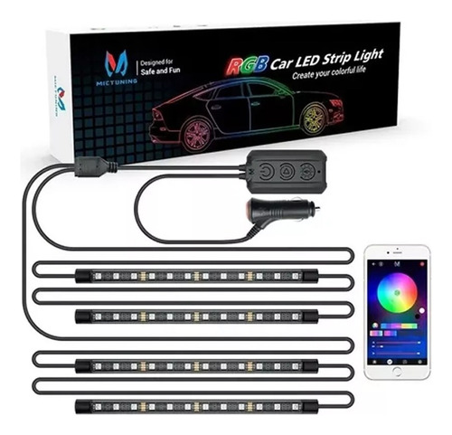 Luces Mictuning N1 Rgbw Interiores De Coche 4 Pzs 48 Leds