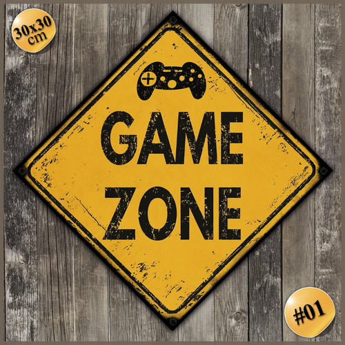 #01 - Cuadro Vintage 30 X 30 Cm - Gamer Zona Juegos No Chapa
