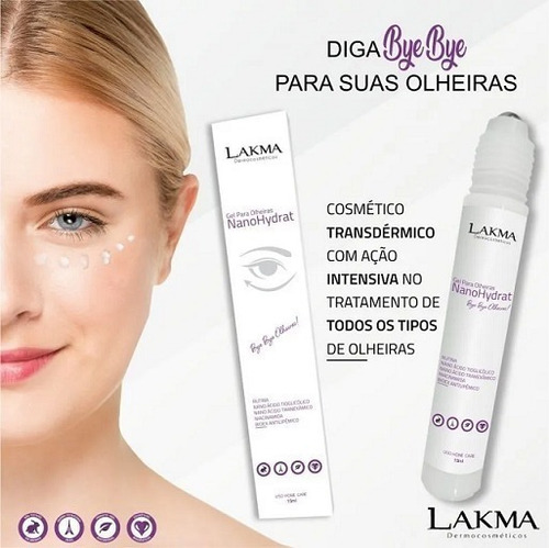 Lakma Gel Para Olheiras E Bolsas Nano Hydrat Roll-on 15ml