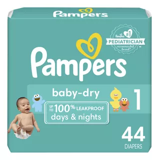 Pampers Baby Dry - Pañales Etapa 1, 44 Piezas. Para Bebés De