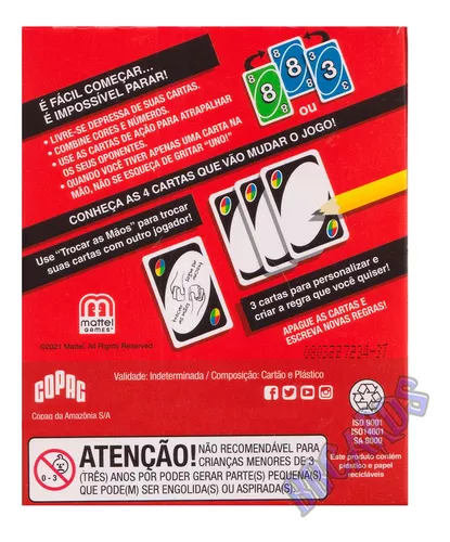 Jogo De Cartas Uno - Novo Modelo - Cartão E Plástico