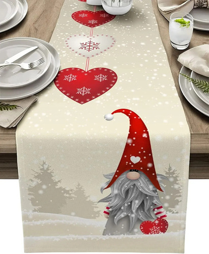Y Copos De Nieve Navideños, Gnomos, Caminos De Mesa De