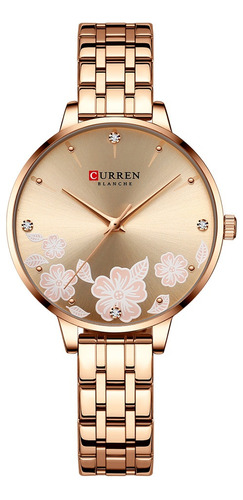 Reloj Curren Elegante Con Diamantes De Acero Inoxidable Para