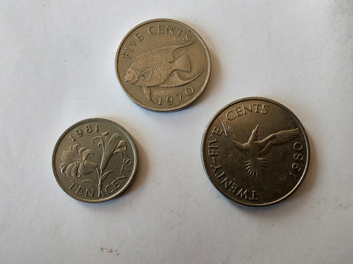 3 Monedas De Bermudas 5-10-25 Cents 1070-80-81(aa3 (Usado)
