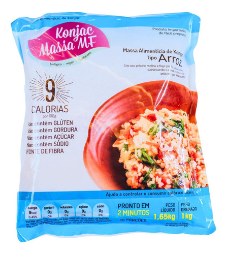 Arroz Konjac Massas Shirataki 1kg - Apenas 9 Calorias