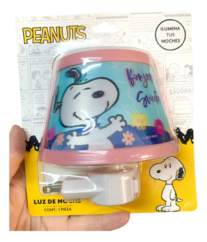 Lámpara Luz De Noche Snoopy Peanuts Nueva Blanco Multicolor