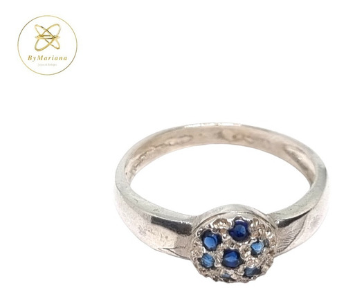 Anillo Plata Frutillita Con Piedras Azules