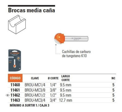 Fresa Media Caña 3/4 X1/2  11463 Truper