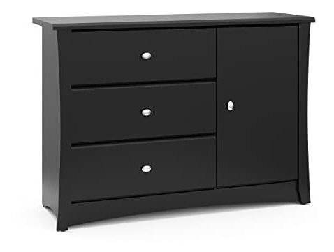 Storkcraft Media Luna 3 Cajones Combo Dresser, Negro, Niños 