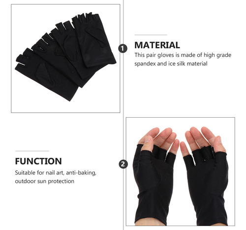 2 Pares De Guantes Transpirables De Elastano Con Medio Dedo