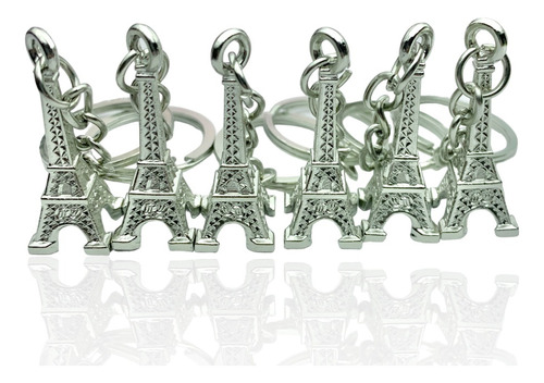 12 Mini Llaveros Torre Eiffel Metal Paris Plateado Xv