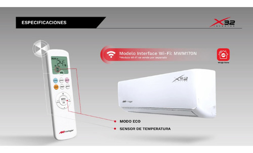 Minisplit Mirage X32 Inverter 2 Toneladas Solo Frío 220v