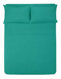 Juego de sábanas Melocotton 1800 Micro Grabada color jade. con diseño color hilos 1800 para colchón de 200cm x 140cm x 25cm