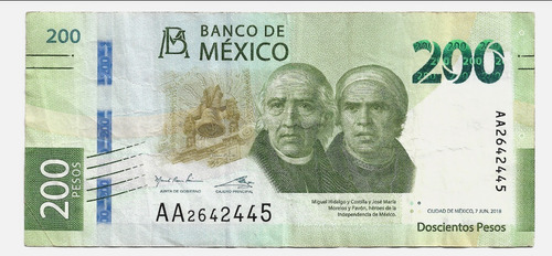 Billete De 200 Pesos Serie A A 2