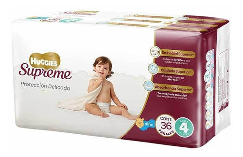 Pañal Huggies Supreme Niño Etapa 4 36pzas.