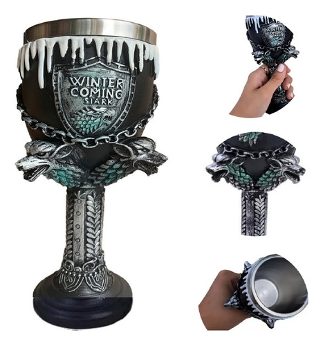 Cálice Taça Caneca Copo Viking Crânios Lobo Caveira Medieval Cor B