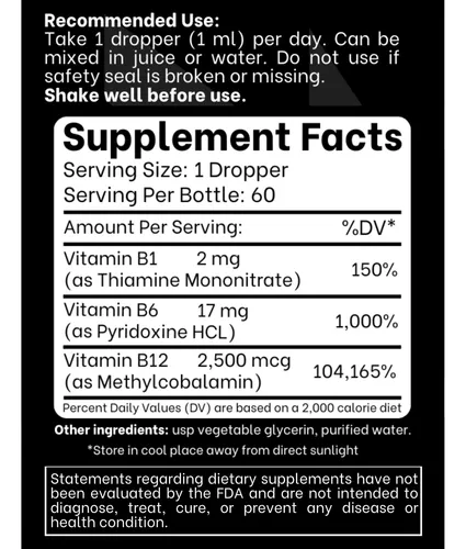 Gotas De Vitamina Líquida Think Above B1 B6 B12 Nerve Energy