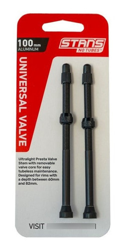 Par Válvulas Presta P/ Tubeless Stan's Notubes 100mm Negras