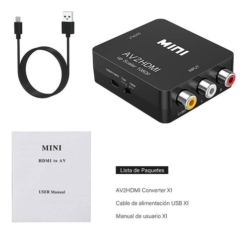 Imagen 7 de 7 de Convertidor Adaptador Rca Vga A Hdmi 1080p De Audio Y Video