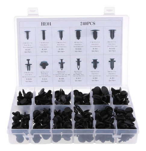 240pcs Empuje Retenedor Surtido Kit Con Caja Transparente