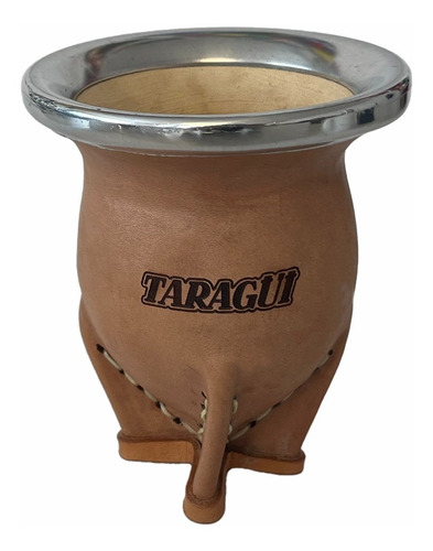 Imagen 2 de 5 de Mate De Cuero Con Patas Taragüi Marrón Claro