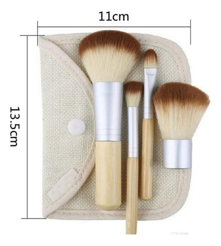 Sjx Set 4 Brochas Maquillaje BambĂș Pincel Sombras Rostro