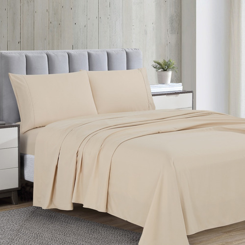Imagen 8 de 9 de Juego De Sabanas Soft - Queen Size - Tacto Suave Color Crema