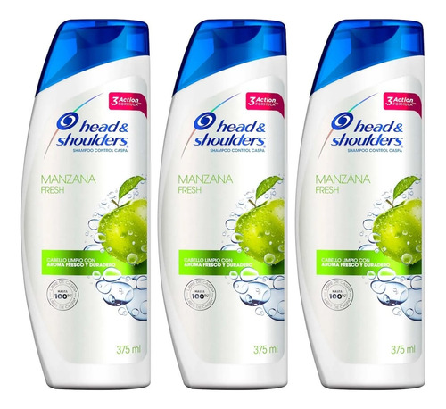 3 Shampoo Head & Shoulders Control Caspa Manzana Fresh 375ml