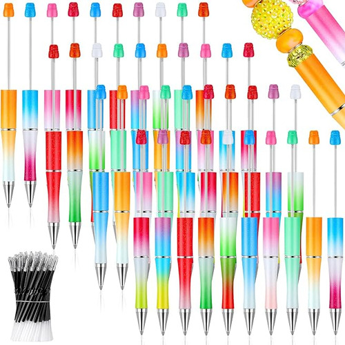 50 Bolígrafos Plástico Con Cuentas Granel Con Cuentas Tinta