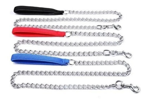 Correa Perros Cadena 120cm, 4.0mm Gancho Blindado Mango Soft