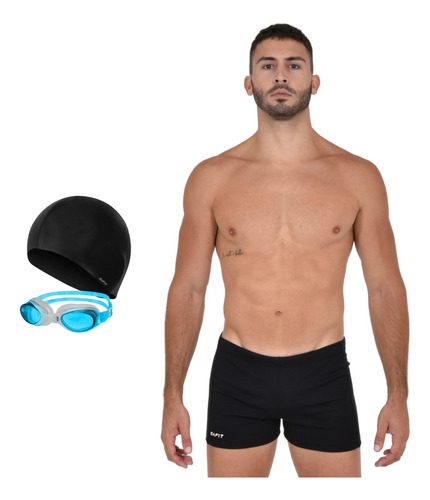 Combo Short Natacion Malla + Antiparra + Gorro Silicona 