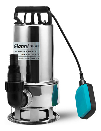 Gianni GIV-750 bomba de desagote en acero inoxidable para agua sucia 220V