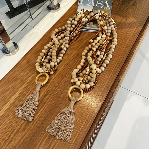 Colar De Mesa Grande Decorativo 1,50m Madeira Sala Luxo Bege ...