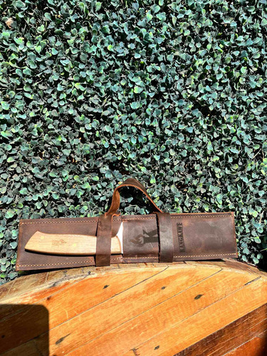 Set Parrillero Portable Cuchillo + Tenedor + Funda Cuero Pro