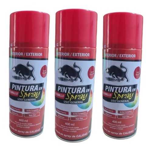 3 Unidades Spray Uso General Rojo 400 Ml