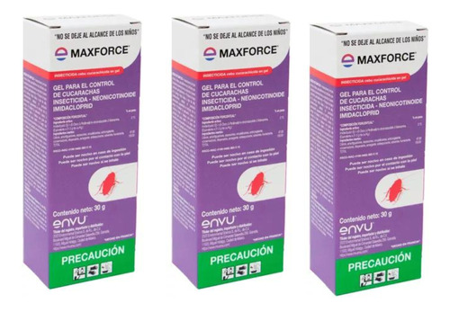 Maxforce Paquete 3pz Gel Bayer Original 30gr Mata Cucarachas