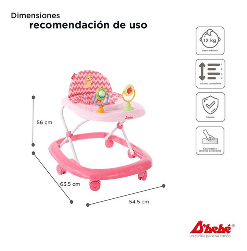 Andadera D Bebe Zoo Baby Rosa Niña Caminador Rosa