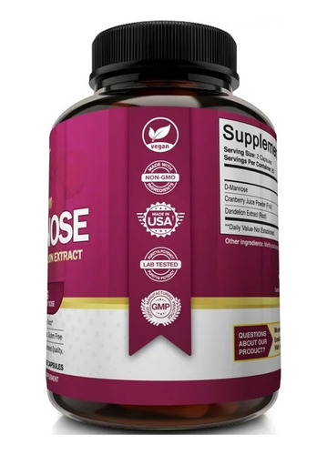 D-mannose D-manosa Nutriflair 1500mg 120 Capsulas Vegetarian